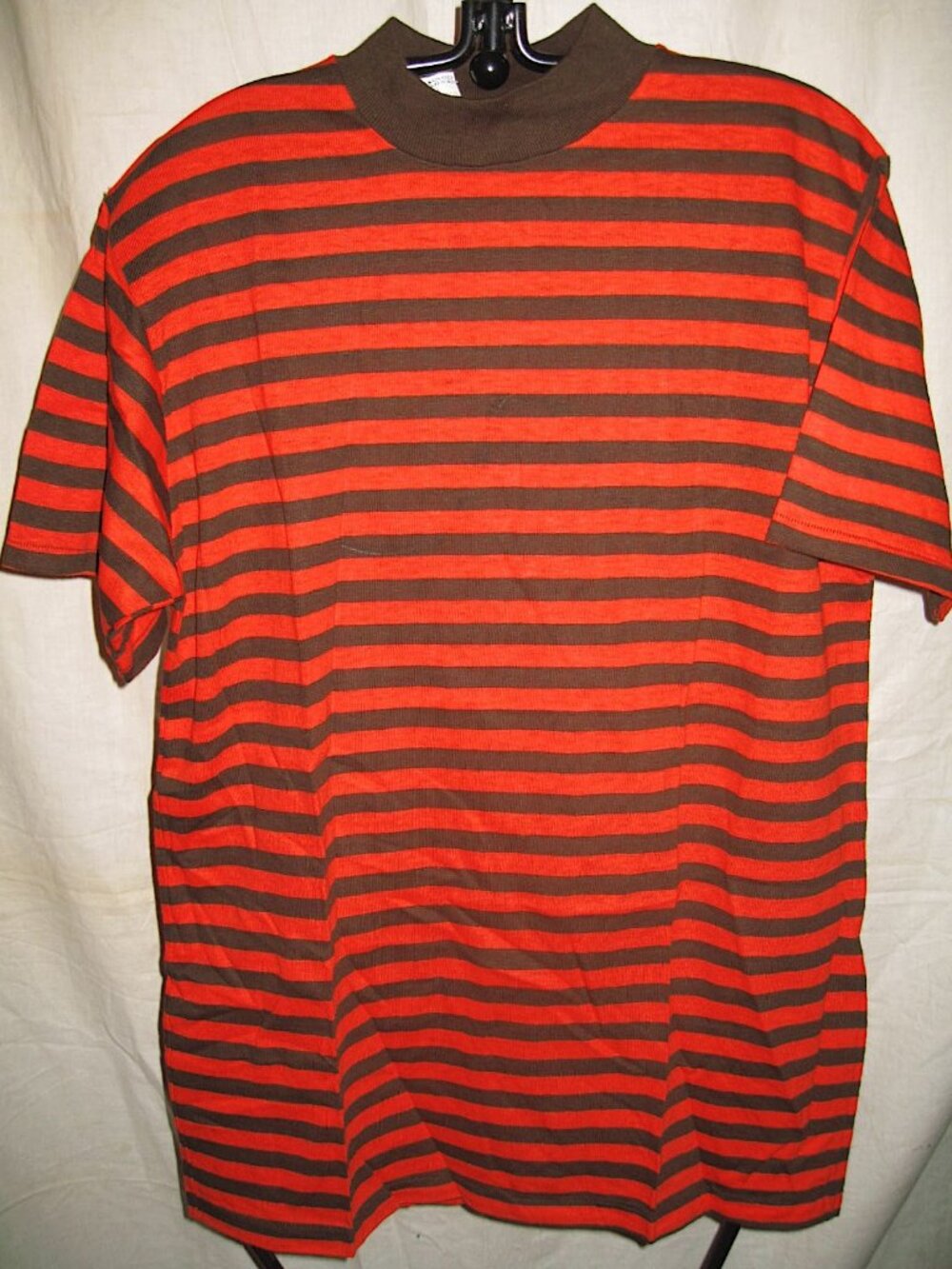 Vintage Striped Surfer T-Shirt with Classic Colors Orange Brown Early Surfing